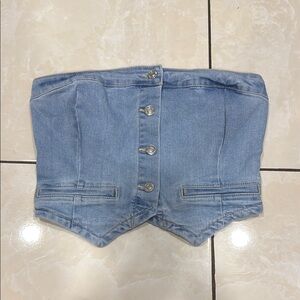 Denim Button-Up Women's Tube Top